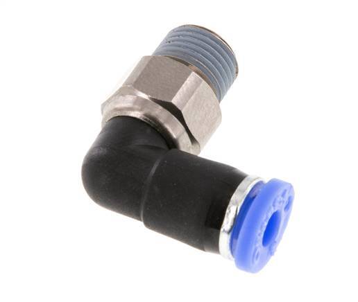 4mm & R1/8'' L-stuk Draaidoorvoer Insteek Buitendraad Vernikkeld Messing/PBT NBR
