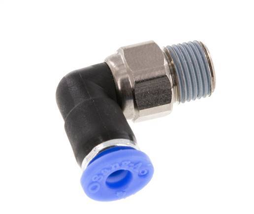 4mm & R1/8'' L-stuk Draaidoorvoer Insteek Buitendraad Vernikkeld Messing/PBT NBR