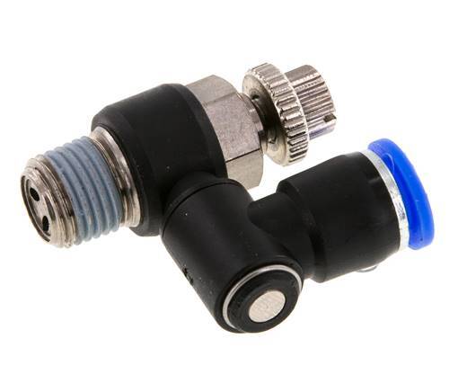 Draaibaar Regelventiel 8 mm - R1/4'' Regeling-Uit Messing/Nylon