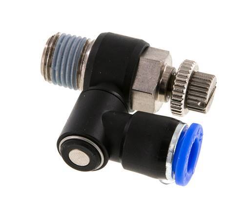 Draaibaar Regelventiel 8 mm - R1/4'' Regeling-Uit Messing/Nylon