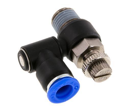 Draaibaar Regelventiel 8 mm - R1/4'' Regeling-Uit Messing/Nylon