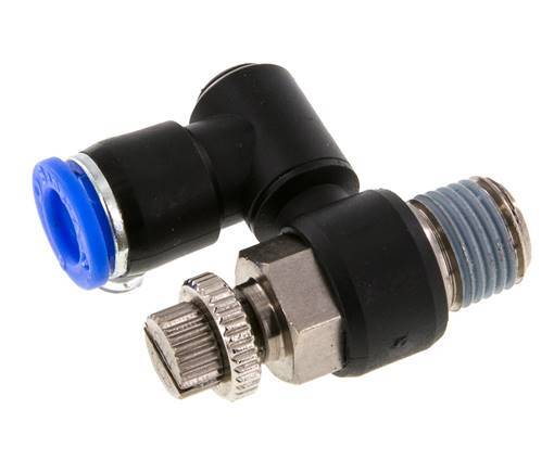 Draaibaar Regelventiel 8 mm - R1/4'' Regeling-Uit Messing/Nylon