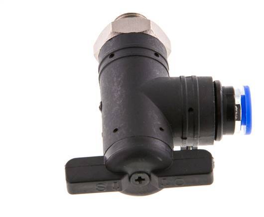 6 mm - G1/8'' Kunststof/Messing L-stuk 2-Weg Kogelkraan