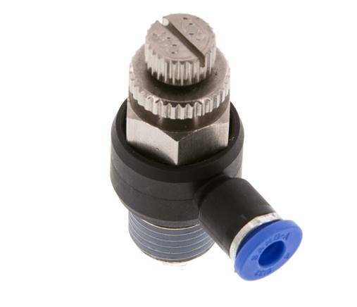 L-stuk Regelventiel 4 mm - R1/4'' Regeling-Uit Messing/Nylon
