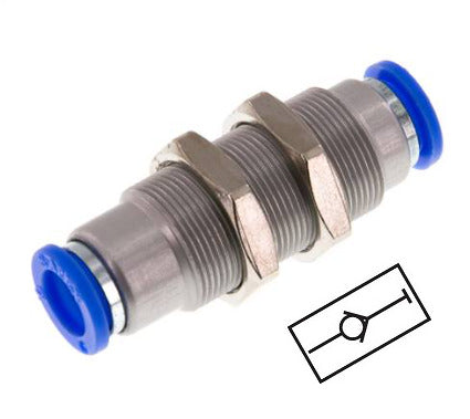 12mm Zelfsluitende Insteekkoppeling Vernikkeld Messing/PBT Schotdoorvoer 0-10 bar