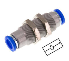 12mm Zelfsluitende Insteekkoppeling Vernikkeld Messing/PBT Schotdoorvoer 0-10 bar