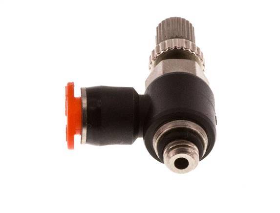 L-stuk Regelventiel 4 mm - M5 Regeling-in Messing/PBT