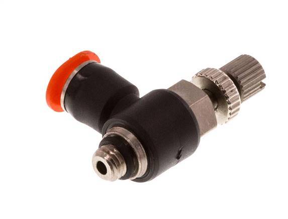 L-stuk Regelventiel 4 mm - M5 Regeling-in Messing/PBT
