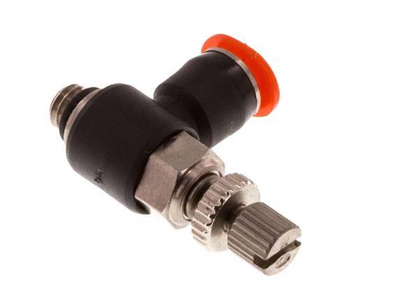 L-stuk Regelventiel 4 mm - M5 Regeling-in Messing/PBT