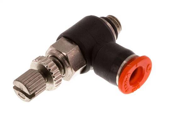 L-stuk Regelventiel 4 mm - M5 Regeling-in Messing/PBT