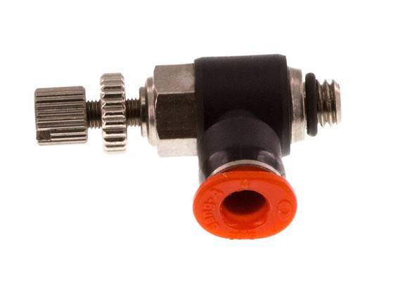 L-stuk Regelventiel 4 mm - M5 Regeling-in Messing/PBT