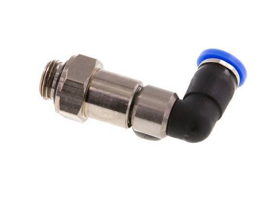 4mm & G1/8'' L-stuk Hoge Snelheid Draaidoorvoer Insteek Buitendraad Vernikkeld Messing/PBT NBR