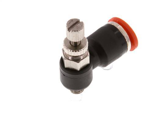 L-stuk Regelventiel 6 mm - M5 Regeling-in Messing/Nylon