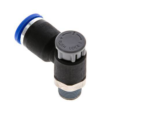 Flow Control Valve Meter-Out Elbow 8 mm - R1/8'' Brass/PA 66 Locknut