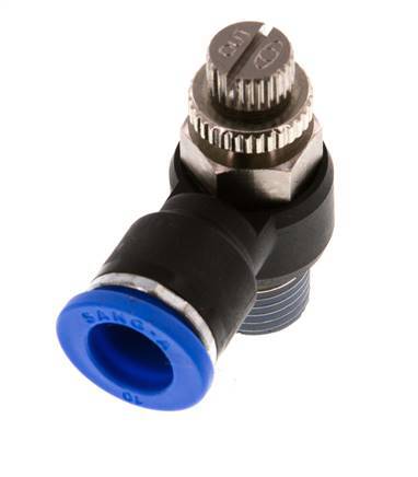 L-stuk Regelventiel 10 mm - R1/4'' Regeling-Uit Messing/Nylon