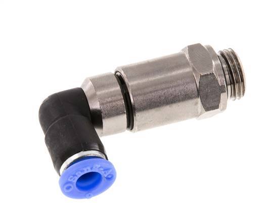 6mm & G1/4'' L-stuk Hoge Snelheid Draaidoorvoer Insteek Buitendraad Vernikkeld Messing/PBT NBR