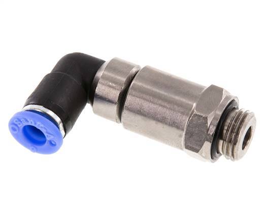 6mm & G1/4'' L-stuk Hoge Snelheid Draaidoorvoer Insteek Buitendraad Vernikkeld Messing/PBT NBR