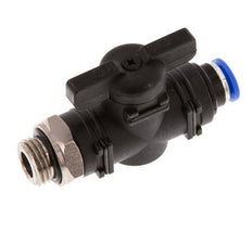 6 mm - G1/4'' Kunststof/Messing rechte 2-Weg Kogelkraan