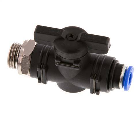 6 mm - G1/4'' Kunststof/Messing rechte 2-Weg Kogelkraan