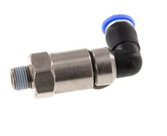 6mm & R1/8'' Elbow Quick Swivel Joint Push-In-Male Threads Nickel-Plated Brass/PBT NBR Rotatable
