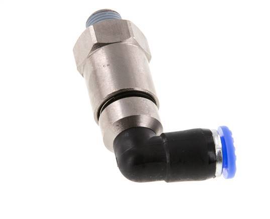 6mm & R1/8'' L-stuk Hoge Snelheid Draaidoorvoer Insteek Buitendraad Vernikkeld Messing/PBT NBR