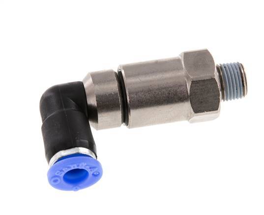 6mm & R1/8'' L-stuk Hoge Snelheid Draaidoorvoer Insteek Buitendraad Vernikkeld Messing/PBT NBR