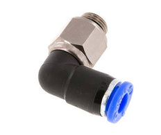 6mm & G1/8'' L-stuk Draaidoorvoer Insteek Buitendraad Vernikkeld Messing/PBT NBR