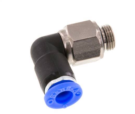 6mm & G1/8'' L-stuk Draaidoorvoer Insteek Buitendraad Vernikkeld Messing/PBT NBR