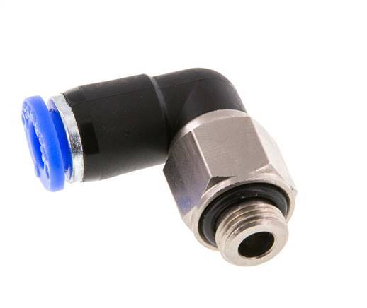 6mm & G1/8'' L-stuk Draaidoorvoer Insteek Buitendraad Vernikkeld Messing/PBT NBR