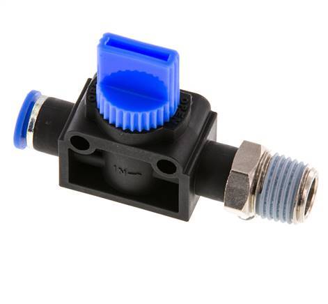 3/2-Way Shut-Off Hand Valve 6 mm - R1/4'' Plastic/Brass Thread-side venting