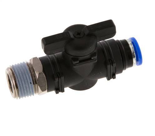 8 mm - R3/8'' Kunststof/Messing rechte 2-Weg Kogelkraan