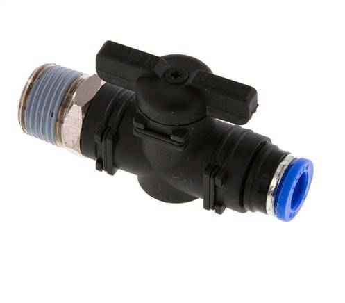 8 mm - R3/8'' Kunststof/Messing rechte 2-Weg Kogelkraan