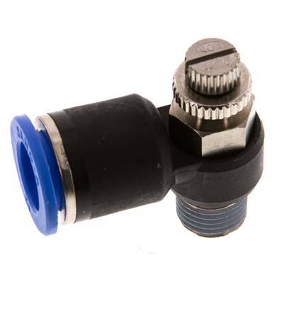 Flow Control Silencer Meter-Out Elbow 12 mm - R1/4'' Brass/PA 66