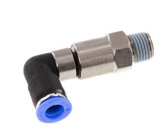 8mm & R1/4'' Elbow Quick Swivel Joint Push-In-Male Threads Nickel-Plated Brass/PBT NBR Rotatable