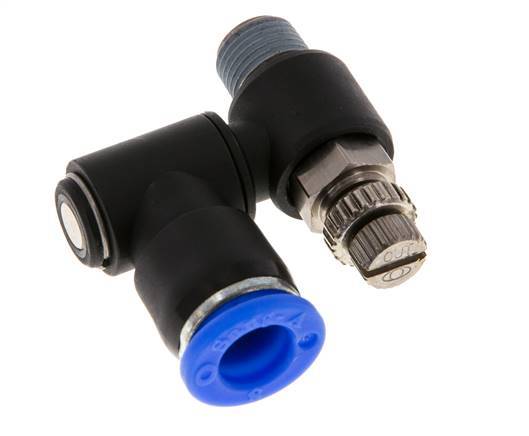 Draaibaar Regelventiel 8 mm - R1/8'' Regeling-Uit Messing/Nylon