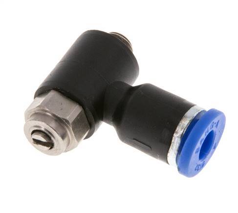 L-stuk Regelventiel 4 mm - M5 Regeling-Uit Messing/Nylon Sleufschroef