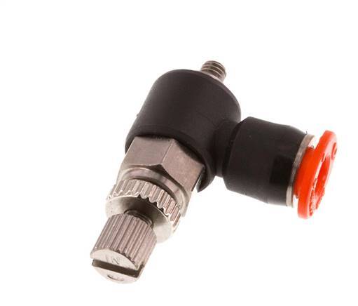 L-stuk Regelventiel 4 mm - M3 Regeling-in Messing/PBT