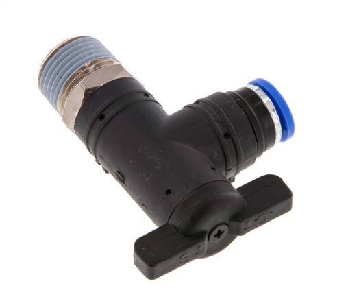 8 mm - R3/8'' Kunststof/Messing L-stuk 2-Weg Kogelkraan