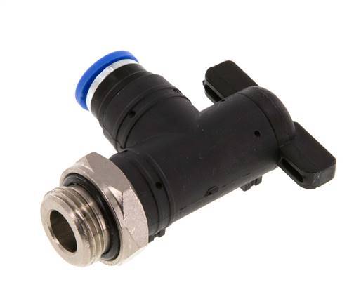 8 mm - G3/8'' Kunststof/Messing L-stuk 2-Weg Kogelkraan