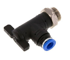 8 mm - G3/8'' Kunststof/Messing L-stuk 2-Weg Kogelkraan