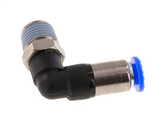 6mm & R1/4'' Zelfsluitende L-insteekkoppeling Vernikkeld messing/PBT buitendraad 0-10 bar [2 Stuks]