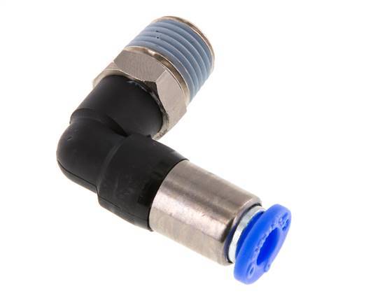 6mm & R1/4'' Zelfsluitende L-insteekkoppeling Vernikkeld messing/PBT buitendraad 0-10 bar [2 Stuks]