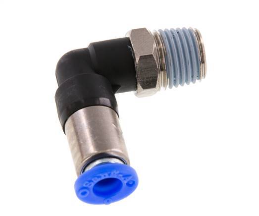 6mm & R1/4'' Zelfsluitende L-insteekkoppeling Vernikkeld messing/PBT buitendraad 0-10 bar [2 Stuks]