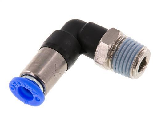 6mm & R1/4'' Zelfsluitende L-insteekkoppeling Vernikkeld messing/PBT buitendraad 0-10 bar [2 Stuks]
