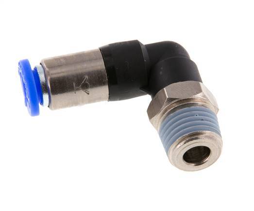 6mm & R1/4'' Zelfsluitende L-insteekkoppeling Vernikkeld messing/PBT buitendraad 0-10 bar [2 Stuks]