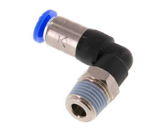 6mm & R1/4'' Zelfsluitende L-insteekkoppeling Vernikkeld messing/PBT buitendraad 0-10 bar [2 Stuks]