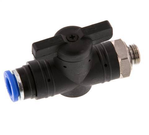 8 mm - G1/8'' Kunststof/Messing rechte 2-Weg Kogelkraan