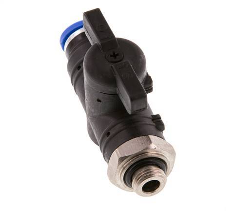 8 mm - G1/8'' Kunststof/Messing rechte 2-Weg Kogelkraan