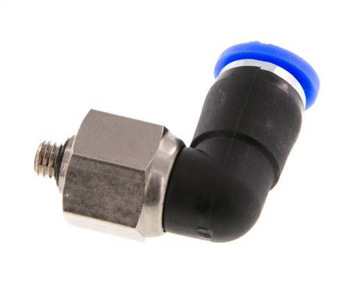 6mm & M5 L-stuk Draaidoorvoer Insteek Buitendraad Vernikkeld Messing/PBT NBR