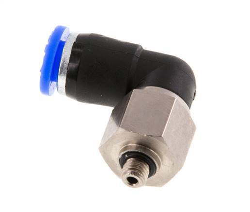 6mm & M5 L-stuk Draaidoorvoer Insteek Buitendraad Vernikkeld Messing/PBT NBR